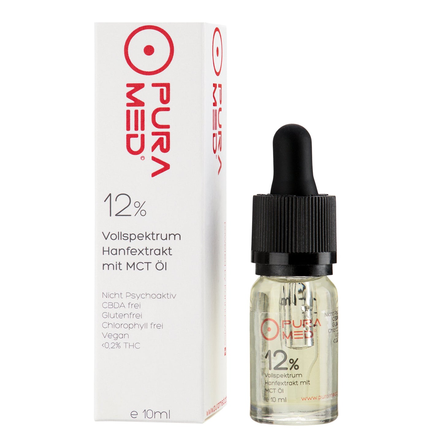 Pura Med Vollspektrum Hanftropfen 12% Hanfextrakt in Bio-Kokosnuss-MCT Öl - PuraMed