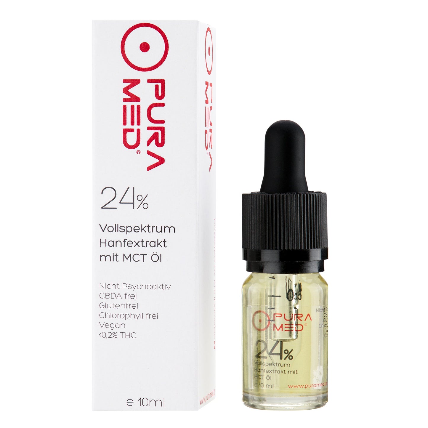 Pura Med Vollspektrum Hanftropfen 24% Hanfextrakt in Bio-Kokosnuss-MCT Öl - PuraMed
