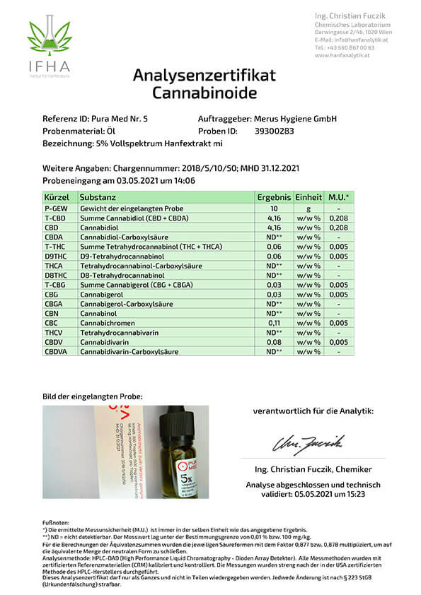 Pura Med Hanfextrakt Öl Nr.5 (5%) Vollspektrum - PuraMed