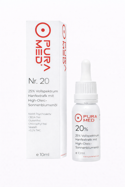 20% CBD Vollspektrum Premium Öl in Bio-Sonnenblumenöl 10ml