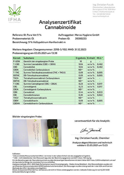 Pura Med Vollspektrum Hanftropfen 9% Hanfextrakt in Bio-Kokosnuss-MCT Öl - PuraMed