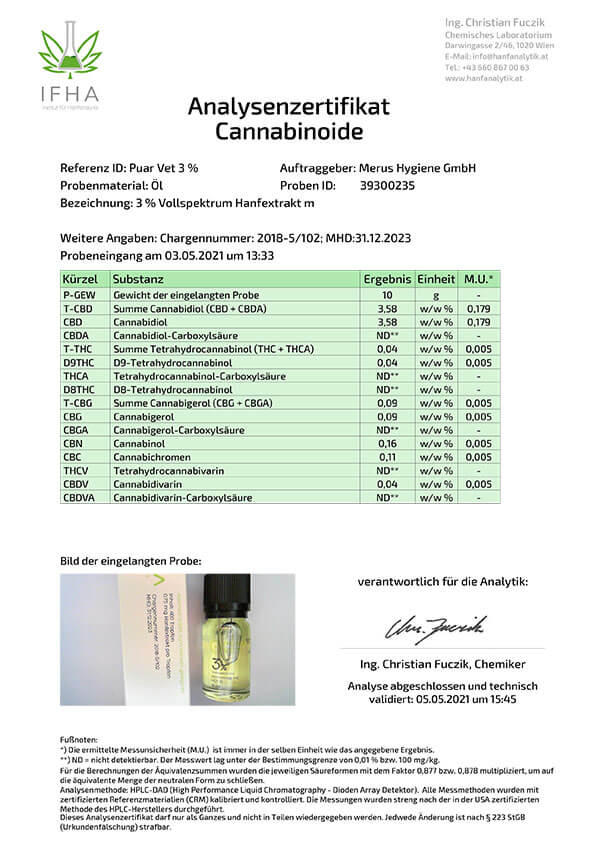 Pura Med Vollspektrum Hanftropfen 3% Hanfextrakt in Bio-Kokosnuss-MCT Öl - PuraMed