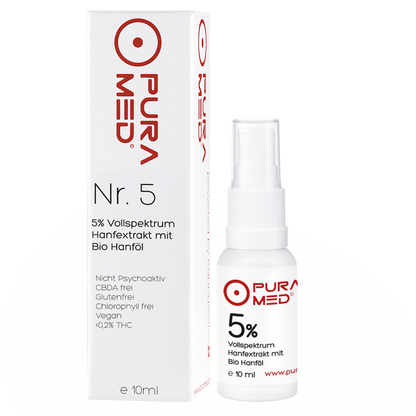 5% CBD Vollspektrum Premium Öl in Bio-Hanföl 10ml